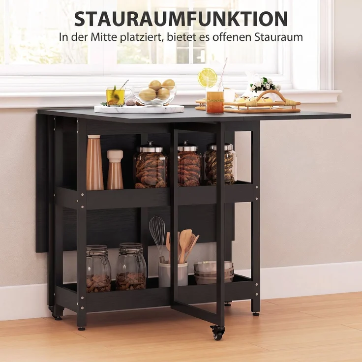 HOMCOM Klappbarer Esstisch, Spanplatte, Schwarz, 133,4 x 80 x 75 cm – Bild 5
