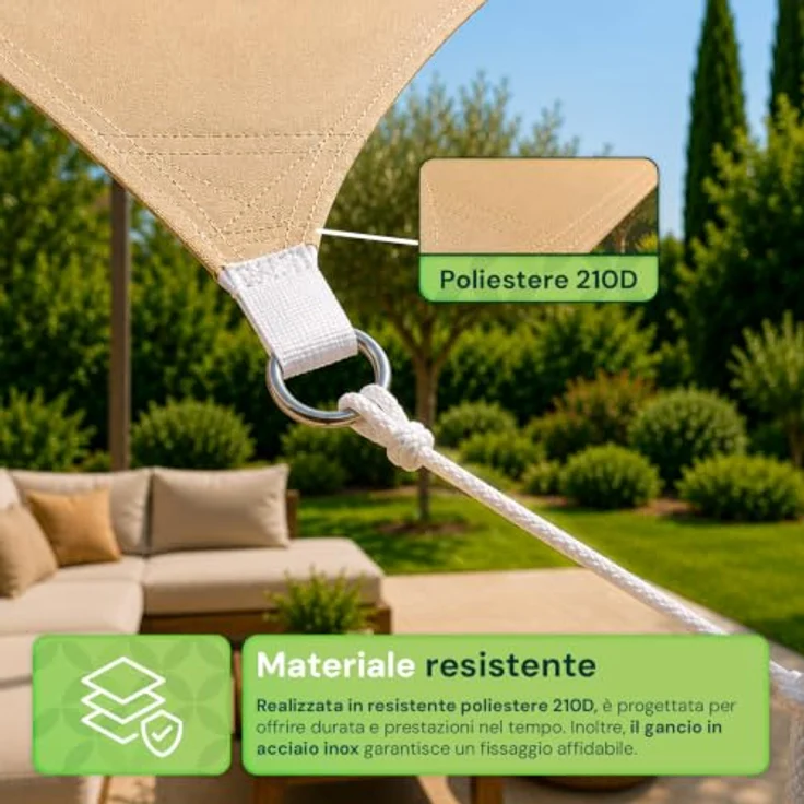 Sonnensegel mit UV-Schutz, atmungsaktiv, einfache Installation, wasserdicht, für Garten, Terrasse, Balkon, aus Polyester, 5 x 5 m – Bild 4