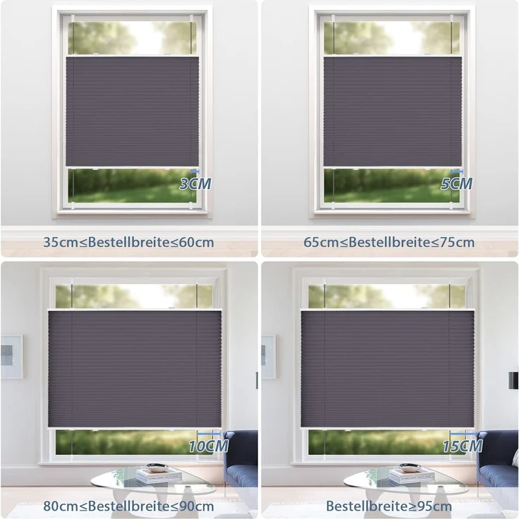 Sanfree Plissee Klemmfix Plisseerollo ohne Bohren Anthrazit B100 x H120cm inkl. Klemmträger Blickdicht und lichtdurchlässig Jalousie Faltrollo Sichtschutz und Sonnenschutz Rollo für Fenster & Tür – Bild 6