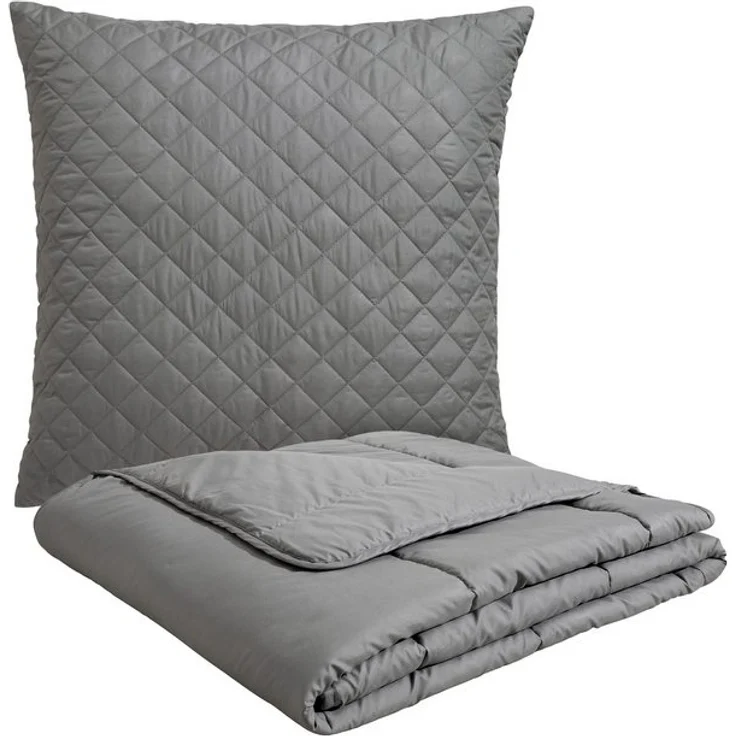 OTTO home Microfaserbettdecke + Microfaserkissen Clarra Spar Set, Decke + Kissen 135x200, 155x200 cm & weitere Größen, Set mit Kissen 40x80 cm, 80x80 cm, Sommer, Herbst, Winter in grau – Bild 4