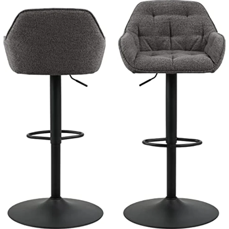 MID.YOU Barhocker Anthrazit, drehbar und höhenverstellbar, Textilbezug, 57x63-84x53 cm, Fußstütze, modernes Metallgestell – Bild 4