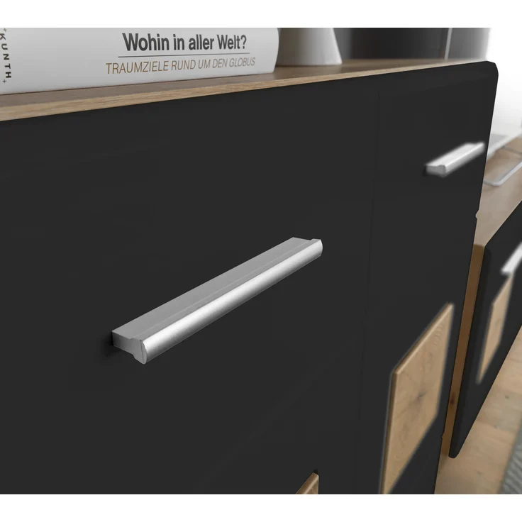 Lowboard >Georgia< in Eiche Artisan Nachbildung - 140x58x38cm (BxHxT) – Bild 7