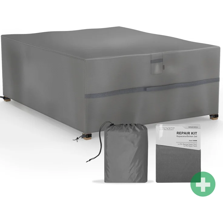 SANZARO Abdeckung Gartenmöbel Winterfest - 600D Oxford mit RipStop-Technologie, Schwerlast 320g, Reißfest & UV-Beständig, Schutzhülle für Gartentisch Sitzgruppe Balkonmöbel, 200 x 160 x 70 cm – Bild 1