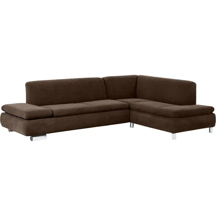 Ecksofa mit Ottomane rechts Kaye Bezug Veloursstoff Metallfuß verchromt / braun 23099