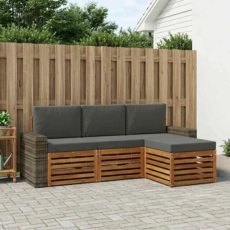 vidaXL Outdoor-Sofagarnitur 4 stk. 4-Sitzer Natur und Anthrazit 3384218 – Bild 1