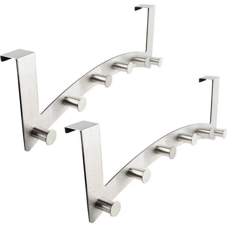 RICOO Garderobenleiste Tür Hakenleiste Hängegarderobe Türhakenleiste aus Stahl 6 Haken (2-er Set / 2 Stk. / MH027S-6x2, 2 St, Türgarderobe Garderobenhaken Tür Hakenleiste Platzsparende Garderobe), Garderobe ohne Bohren Kleiderhaken Tür bis max 18mm Tür... – Bild 5