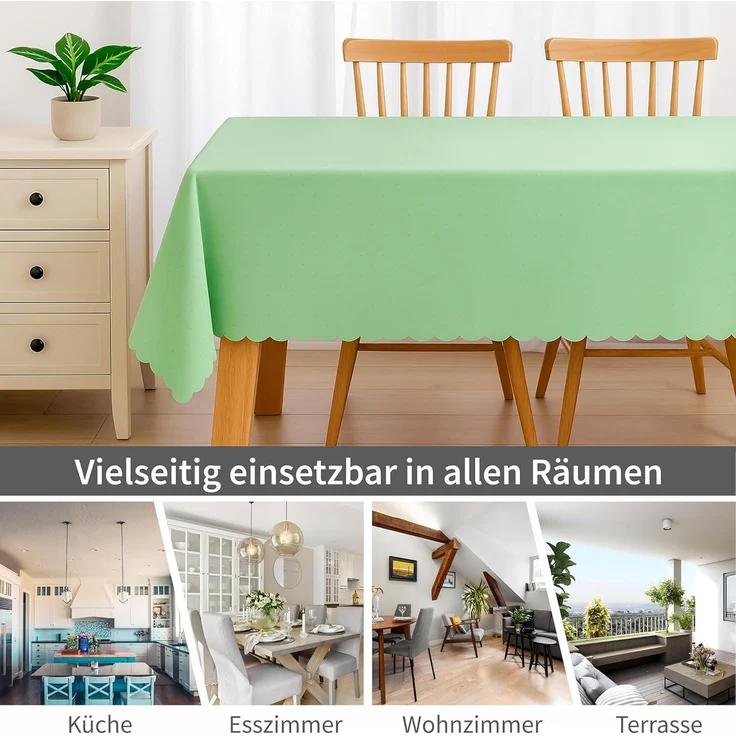 matches21 HOME & HOBBY Tischdecke Tischdecke 90x90 cm in Gelb für Esstisch & Küche (1-tlg), Waschbares Tischtuch mit gewelltem Rand – Bild 2