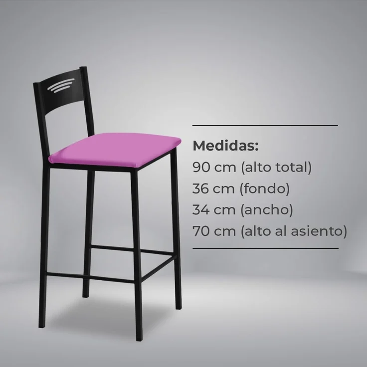 ASTIMESA - Hohe Küchenhocker mit Rückenlehne - Gestell schwarz und Sitzfläche aus Kunstleder - Farbe des Sitzes: Rosa. Lieferumfang: 1 Stück - Maße: 90 cm (Gesamthöhe) – Bild 7
