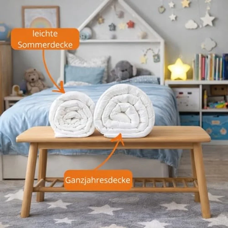 sleepling Kinderbettdecke Daunendecke für Kinder, 100x135 cm, Füllung: 90% Daunen, 10% Federn, Made in EU – Bild 5