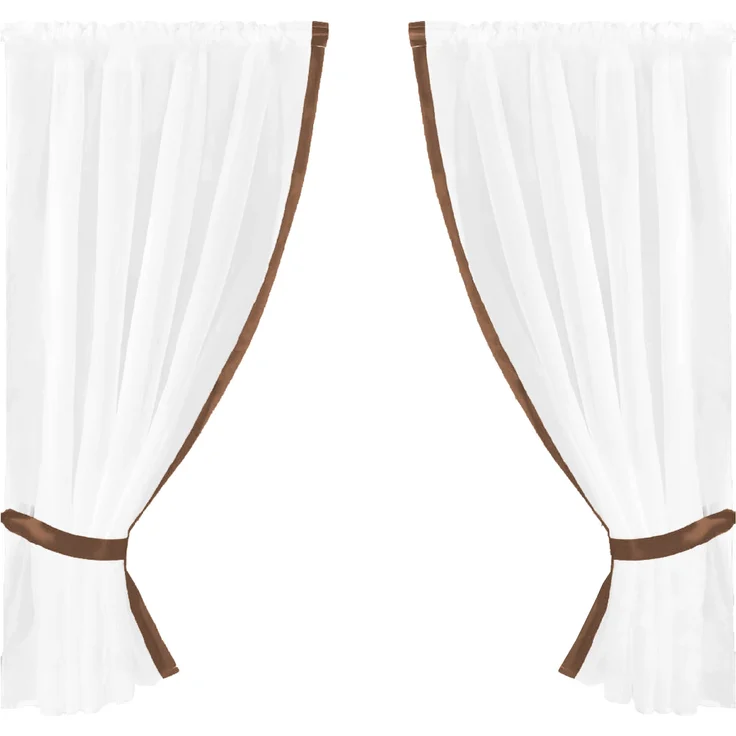 Gardinenset mit Stangendurchzug, Serie Satin: ca. 140x120 cm Auswahl: braun - bronze – Bild 1