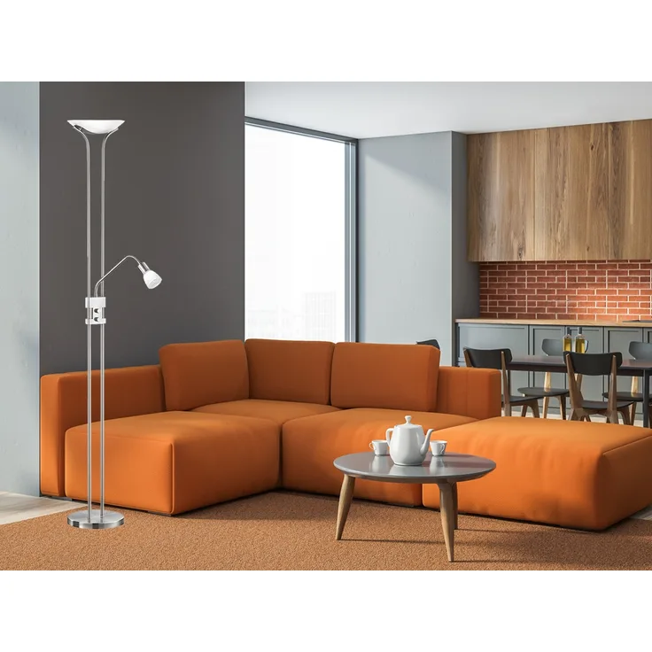 Vornehme 22,5 Watt LED Standleuchte in Nickel matt