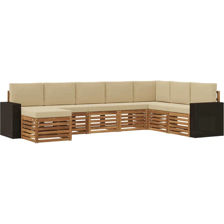 vidaXL Outdoor-Sofagarnitur 8 stk. 8-Sitzer Natur und Beige 3384724 – Bild 2
