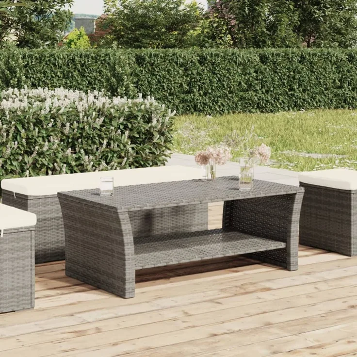 vidaXL Couchtisch Grau 100x50x40 cm Poly Rattan 319391