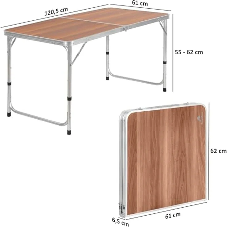 CampFeuer Campingtisch faltbar aus Aluminium für 6 Personen, 120 x 60 cm, Gartentisch (1-St), Klappbar und höhenverstellbar – Bild 3