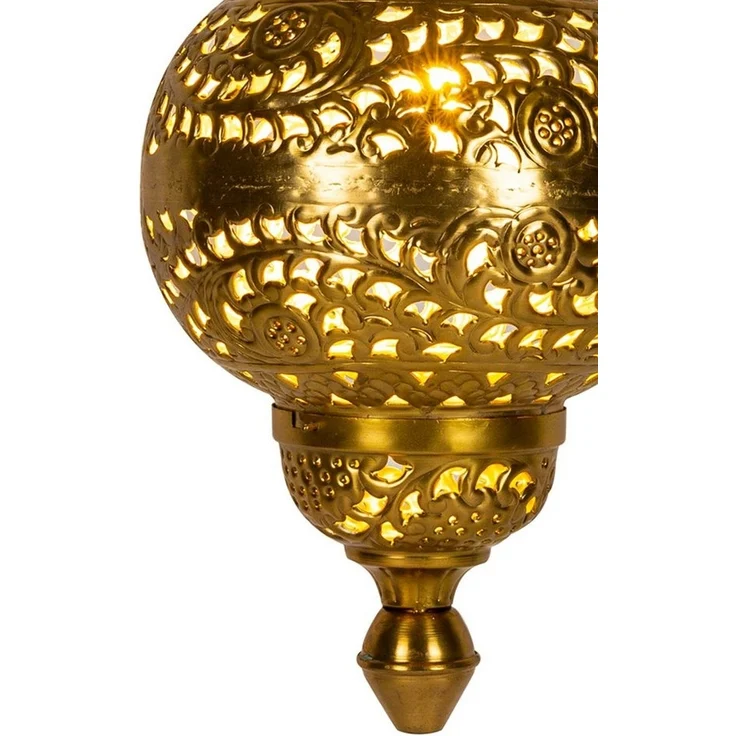 Marrakesch Orient & Mediterran Interior Pendelleuchte Fahda Gold Hängeleuchte, Orientalische Lampe handgefertigt 50cm, Handarbeit – Bild 3