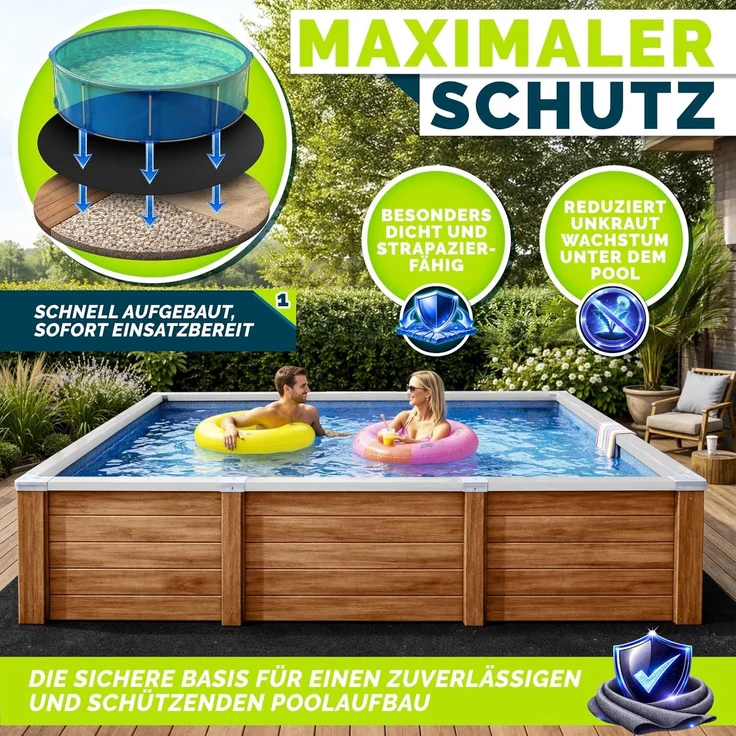 tillvex® Premium Pool Unterlage Rechteckig 570x300 cm Geotextil 400g/m² | Bodenplane für Pools bis 540x270 cm | Bodenschutzvlies zuschneidbar Schwimmbecken | Reißfeste Poolunterlage Bodenschutzmatte – Bild 6