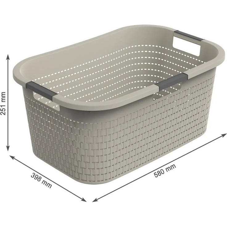 ROTHO Wäschekorb Country Set 2tlg. bestehend aus Korb 40l und Sammler 55l mit Deckel (Wäscheset, Set 2-tlg), Wäsche einfach organisieren – langlebig, leicht & platzsparend – Bild 2