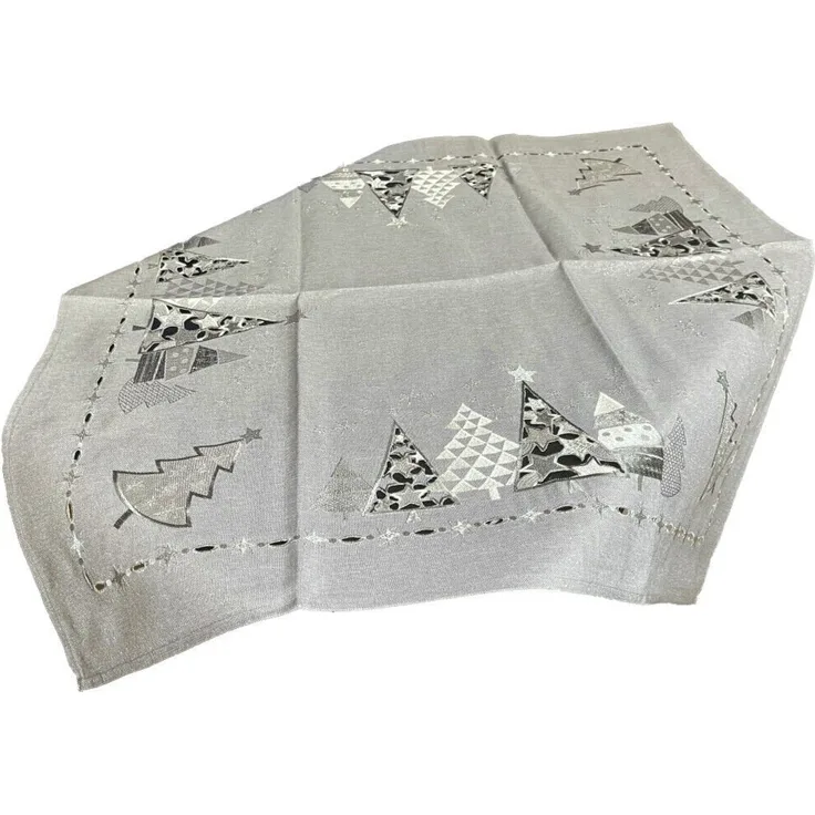 Westernlifestyle Mitteldecke Graue Weihnachtsdecke mit Glitzereffekt