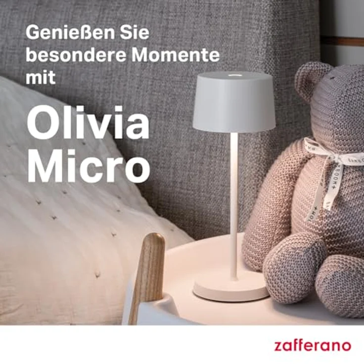 Zafferano, Olivia Micro Lampe, Kabellose, Wiederaufladbare Tischlampe mit Touch Control, Auch für den Außenbereich Geeignet, Dimmer, 2200-3000 K, Höhe 20 cm, Farbe Sand – Bild 7