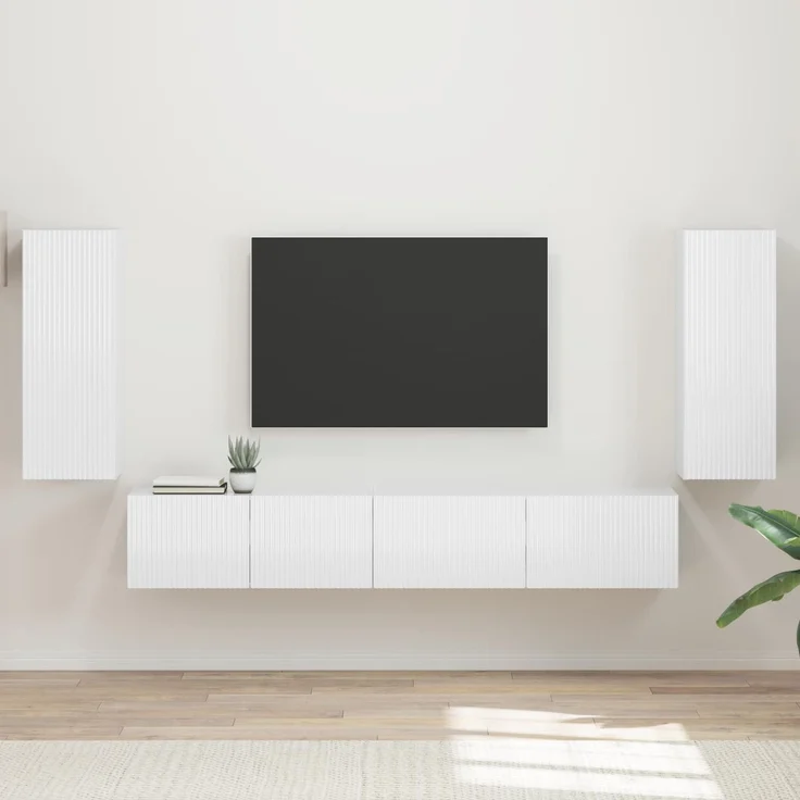 vidaXL TV-Schrankset 4 pcs Hochglanz Weiß Holzwerkstoff 3409163 – Bild 1