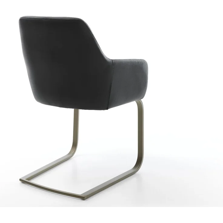 Freischwinger Pejo-Flex Echt-Leder Schwarz Freischwinger flach Effektfinish Titan Taschenfederkern – Bild 5