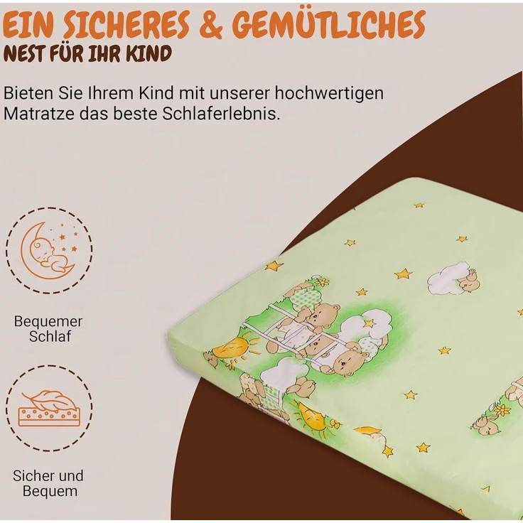 Kindermatratze, Best for Kids, 6 cm hoch, (Set), 60x120 cm, Bezug aus Baumwolle, Hergestellt in der EU – Bild 3