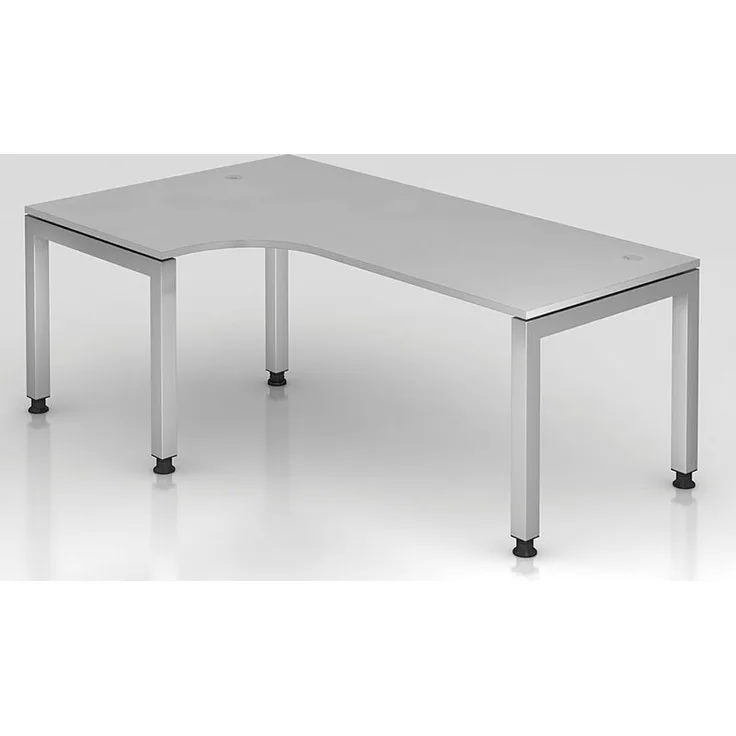 Winkeltisch JS82 U-Fuß / 5-Fuß eckig 200x120cm 90° Grau Gestellfarbe: Silber