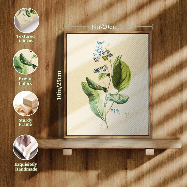 Vintage Botanische Leinwand Bilder mit Holzrahmen 20x25 cm Wohnzimmer Büro – Bild 4