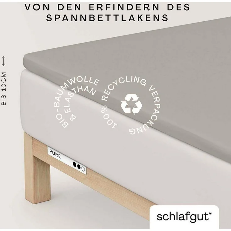 Schlafgut 'PURE TOPPER' Spannbettlaken, für Topper bis 10 cm Höhe, Sand Mid, M 120x200cm - 130x220cm, 100% Bio-Baumwolle – Bild 2