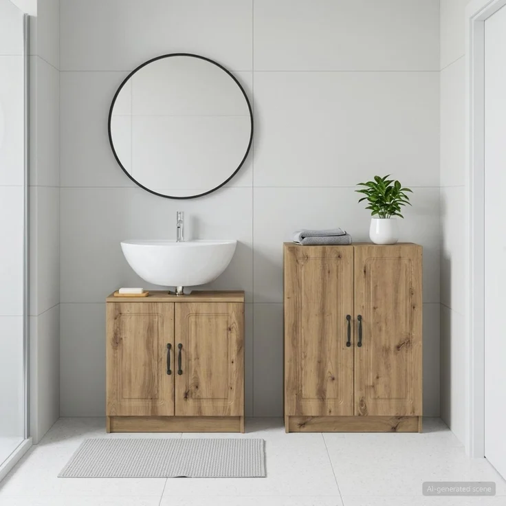 vidaXL 2-teiliges Badezimmer Schrank Set UTRECHT Artisan-Eiche 3417656 – Bild 1