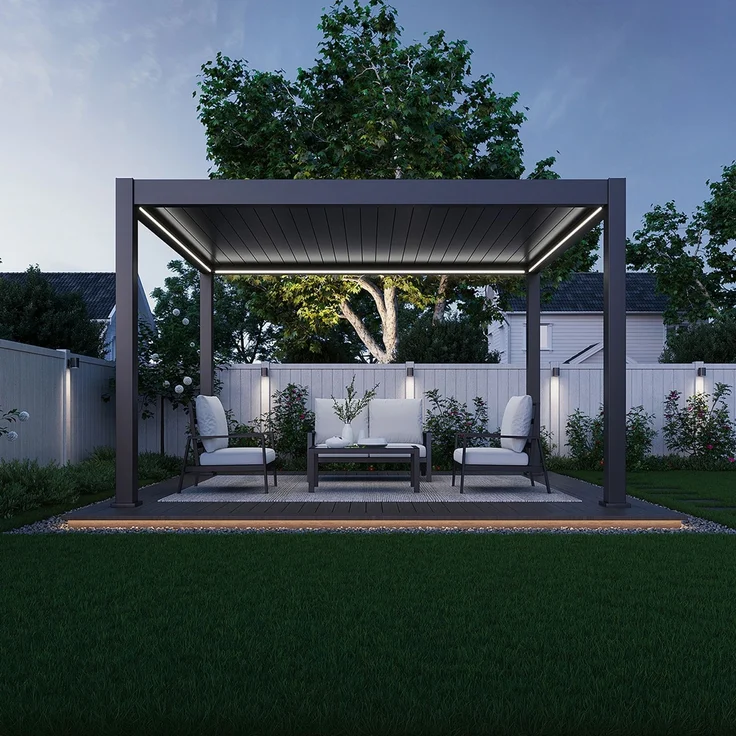 Weide E-Deluxe Plus elektrische Pergola Voll-Aluminium 3x4m mit Lamellendach anthrazit – Bild 4