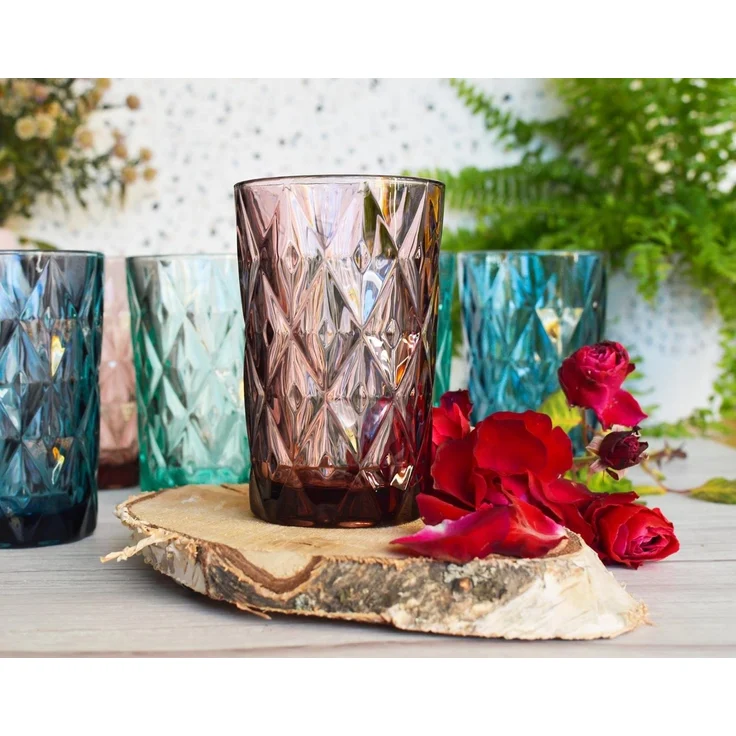 6 Bunte Trinkgläser 350ml Wassergläser Saftgläser Longdrinkgläser Cocktailgläser – Bild 2
