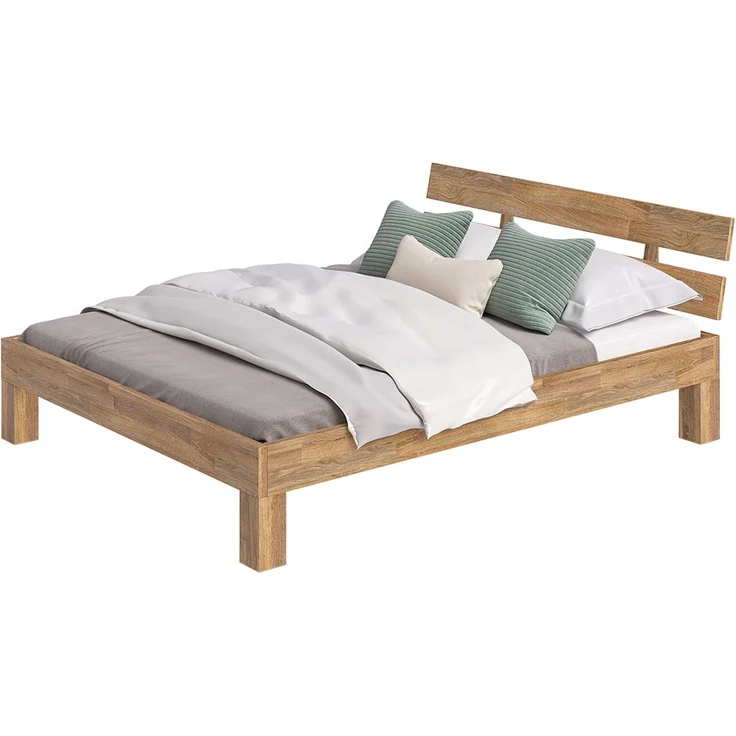 skølm 'Floki' Bett 160x200 cm, Bettgestell, natur geölt, Massivholzbett aus Eiche, Doppelbett mit Bettkopf – Bild 9