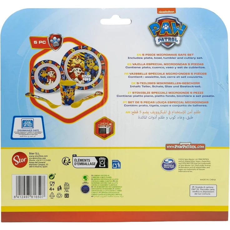 Paw Patrol Teller-Set Mikrowellengeeignet 5-teiliges Kindergeschirr mit rutschfestem Boden – Bild 4