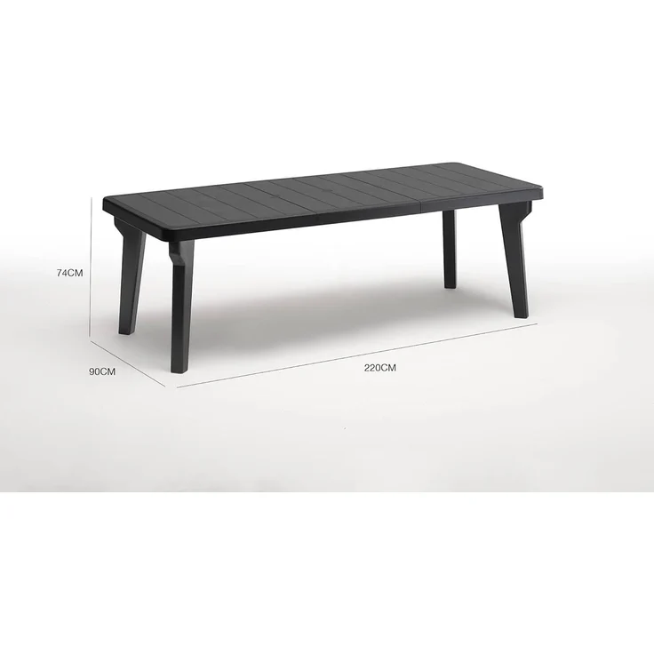 Dmora - Tisch im Freien Mercurio, rechteckiger Regal, ausziehbarer Garten- oder Bartisch, 100% Made in Italy, 160-220x90h74 cm, Anthrazit – Bild 2