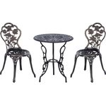 Outsunny Balkonset Sitzgruppe Balkonmöbel Set Garnitur, (Gartenset, 3-tlg, Gartenmöbel), Tisch Stuhl Bronze