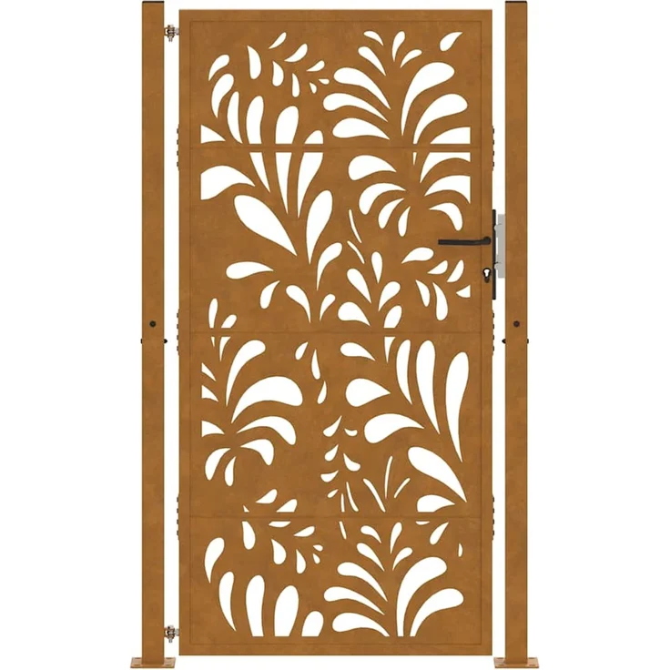 vidaXL Gartentor 100x175 cm Verwitterungsstahl Wellendesign 4100977 – Bild 4