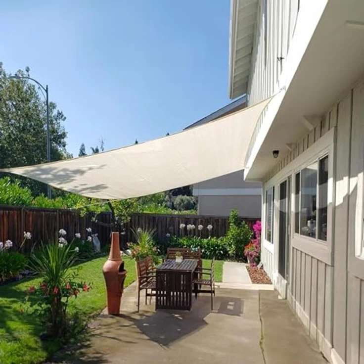 Sonnensegel, 6 x 6 m, UV-Schutz und wasserdicht, resistent gegen Sonne und Regen, für Garten, Terrasse und Terrasse, aus Polyester – Bild 2