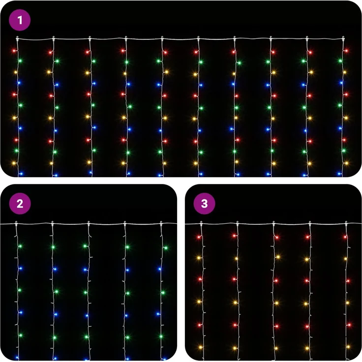 vidaXL Lichtervorhang 300 LEDs Mehrfarbig 300 x 300 cm 42053490 – Bild 5