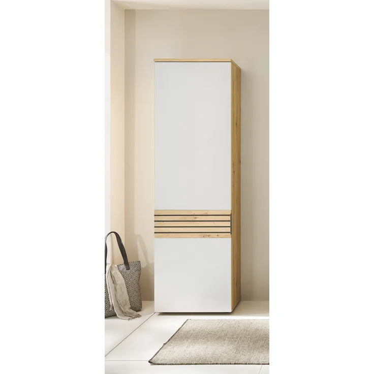 Garderobenschrank >Melisande< in Weiß matt - 60x200x38cm (BxHxT)