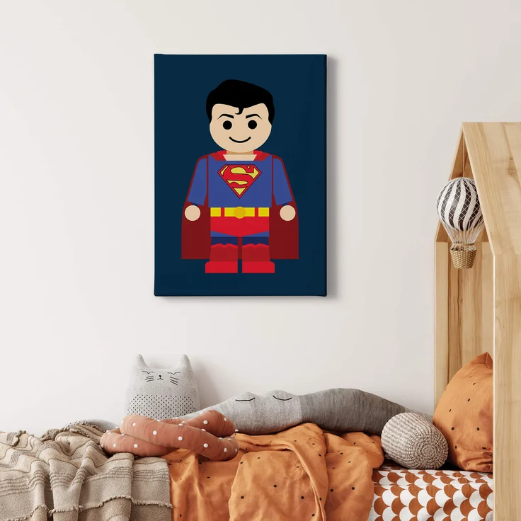 Leinwandbild Kinderzimmer Blau Rot Superman 50x70 DD123202 Keilrahmen Wandbild – Bild 2
