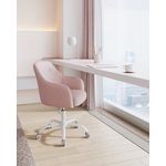 Songmics höhenverstellbarer Bürostuhl, bis 120 kg belastbar, Leinenimitat rosa, 64x64 x (83-93) cm