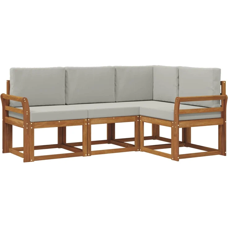 vidaXL Outdoor-Sofagarnitur 4 stk. 4-Sitzer Natur und Hellgrau 3366324 – Bild 2