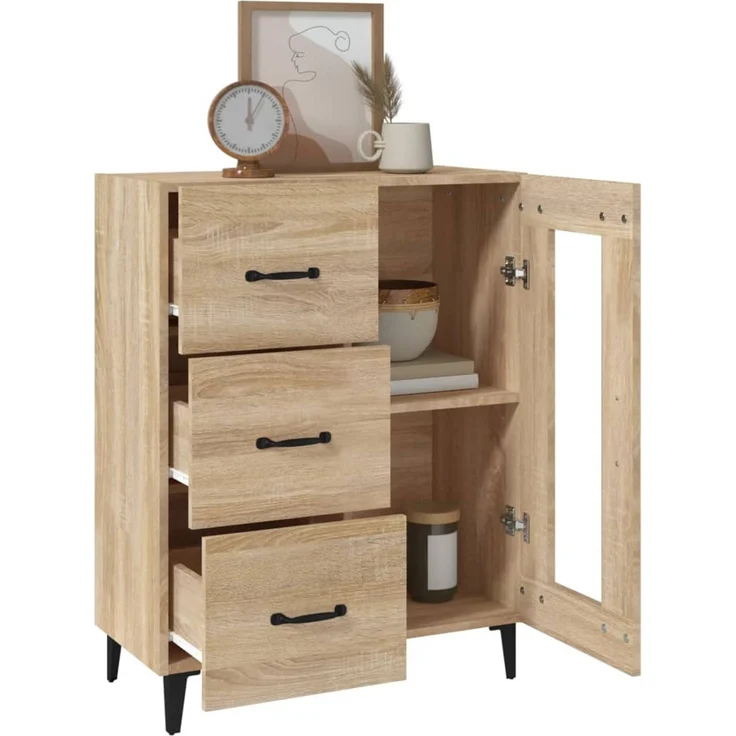 Sideboard, Kommode Sonoma-Eiche 69,5 x 34 x 90 cm Holzwerkstoff – Bild 5