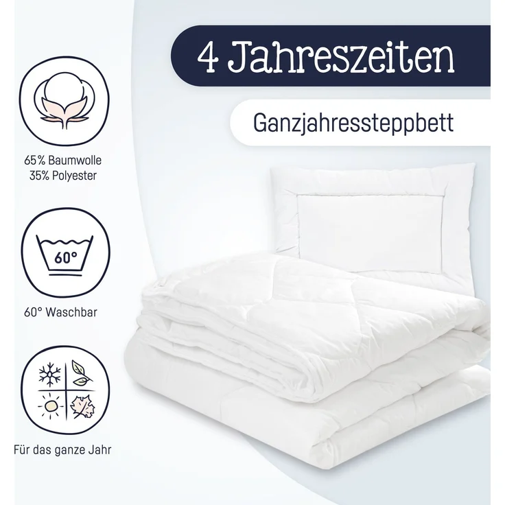 Julius Zöllner Steppbett-Set 4 Jahreszeiten 100x135 cm / 40x60 cm – Bild 6
