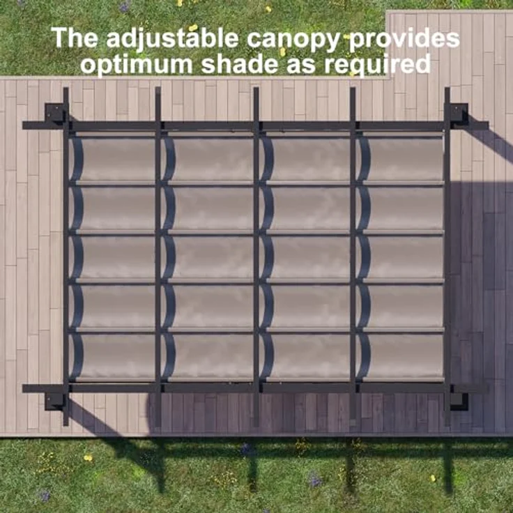 JUMMICO Aluminium-Pavillon, 3 × 4 m, verstellbare Aluminium-Markise, langlebig, freistehende Sonnenschutzvorrichtung für Terrassen und Gärten, schützt vor Sonne und Regen, Beige – Bild 6