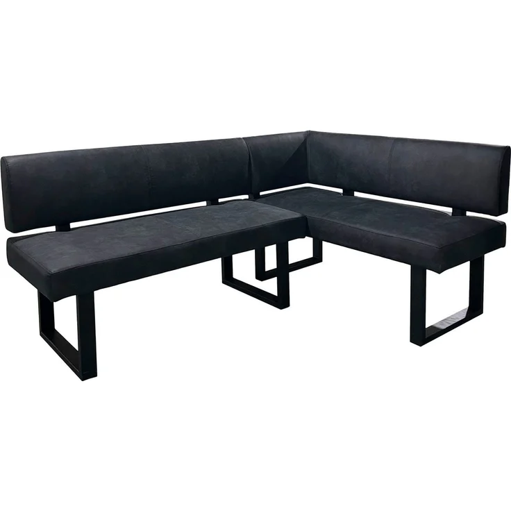byLIVING Eckbank Vancouver/Vintage Mikrofaser anthrazit/Metall Gestell schwarz pulverbeschichtet/Taschenfederkern/Langer Schenkel Links/Küchenbank/Sitzbank / 181,5x125, H 86 cm – Bild 1
