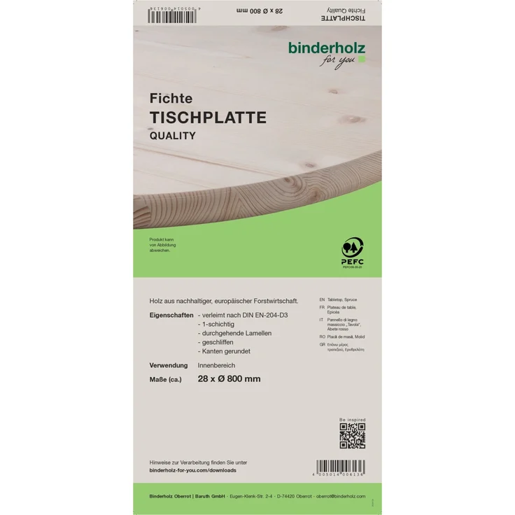 Tischplatte Fichte/Tanne, rund Ø80cm Möbelbauplatten geschliffen einzeln foliert – Bild 2