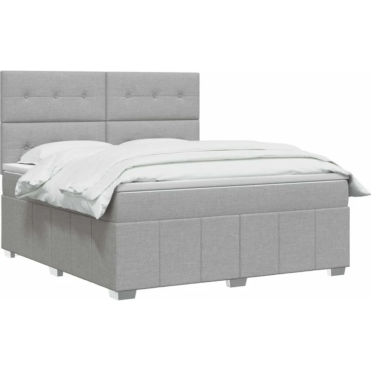 vidaXL Boxspringbett mit Matratze Hellgrau 160 x 200 cm Stoff 3454176 – Bild 3