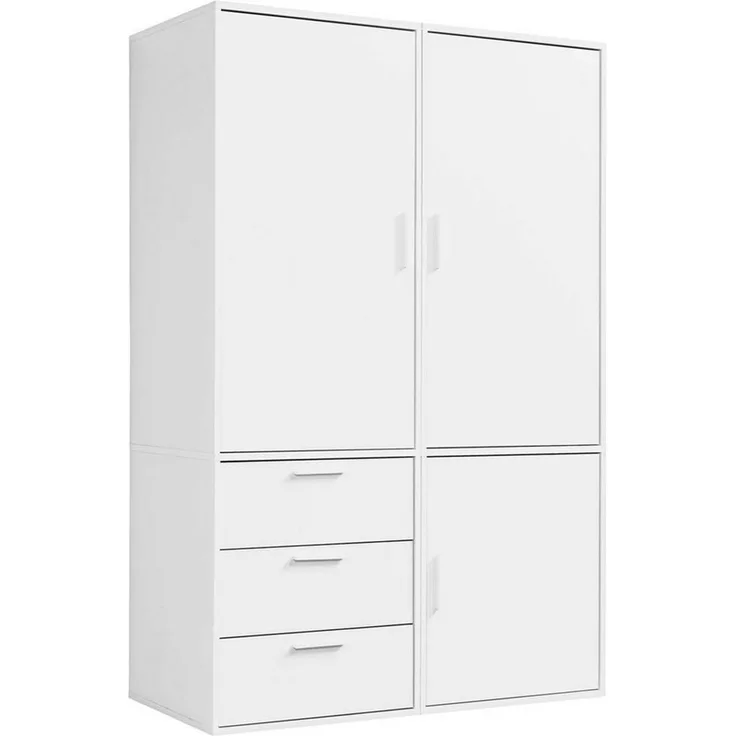mokebo Kleiderschrank Der Grenzenlose (3-Türig & 3 Schubladen) Garderobenschrank, Schlafzimmerschrank oder Schrank groß in Weiß